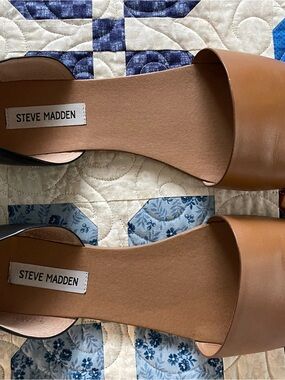 Steve Madden Tan Leather Slide Mules